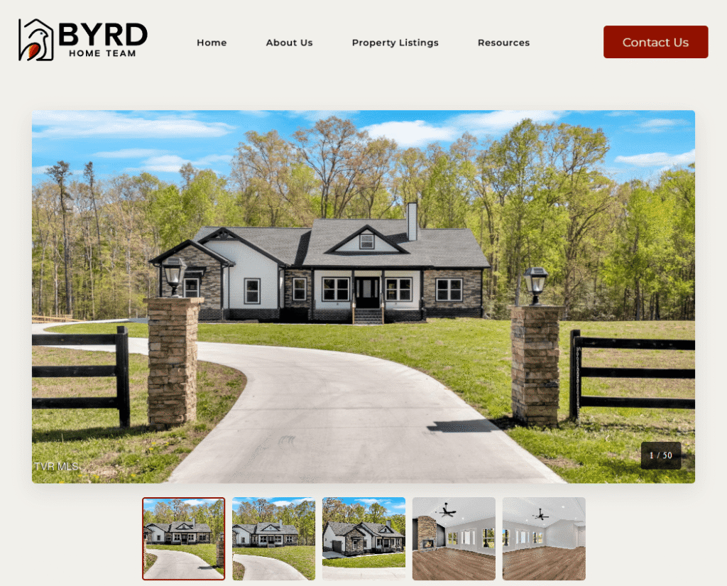 Property page with up to 50 images per listing.