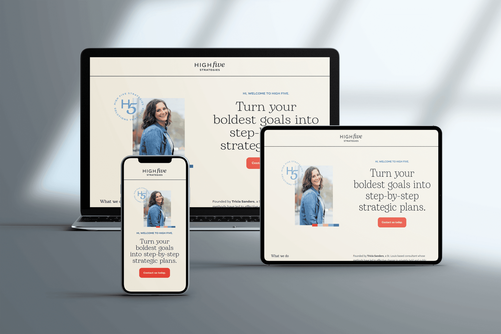 Responsive website on desktop, tablet, and mobile devices